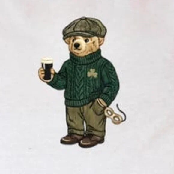 Y2K St Patricks Day Bear Crop Top, Retro Irish 90s Unisex Tee - Picture 2 of 4